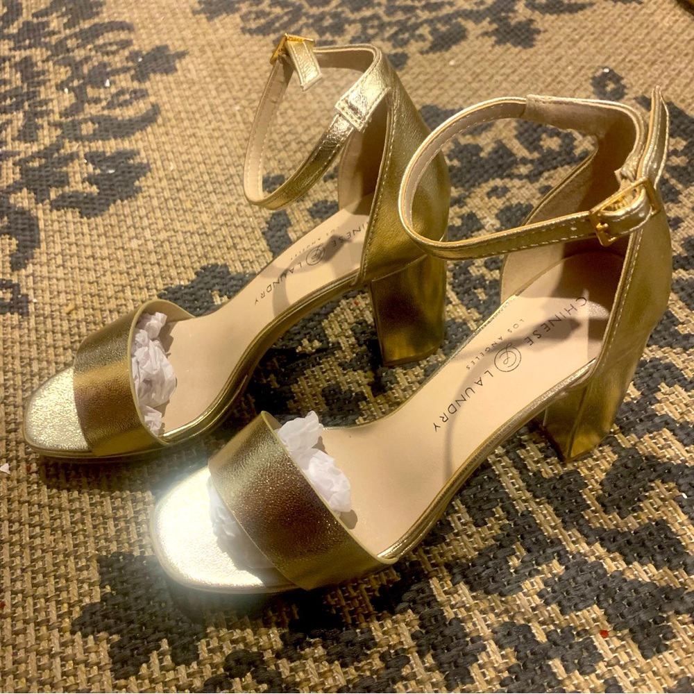 Gold Metallic Heels, 6.5